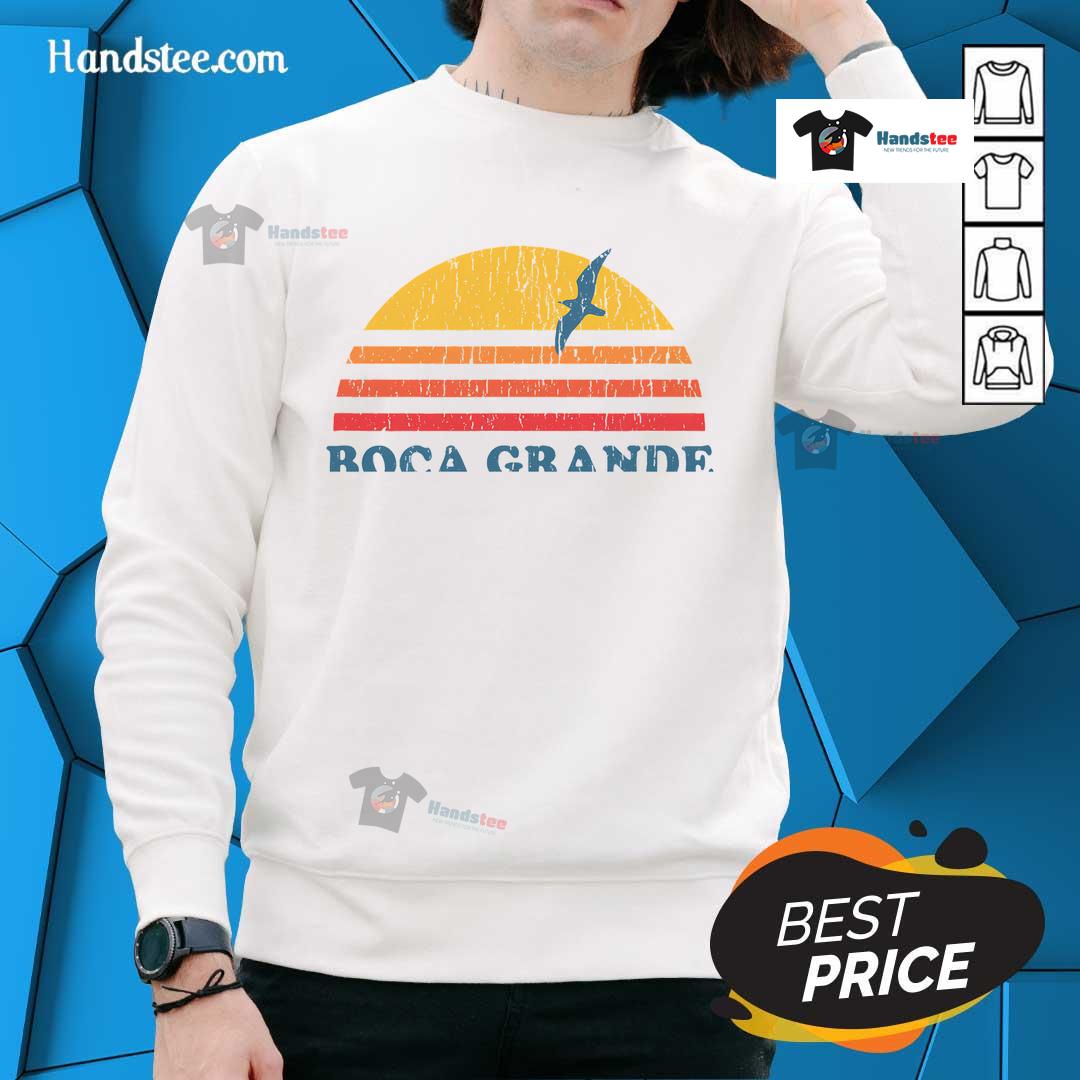 Retro vintage sweatshirt featuring Boca Grande, Florida design, perfect for stylish comfort and nostalgia.