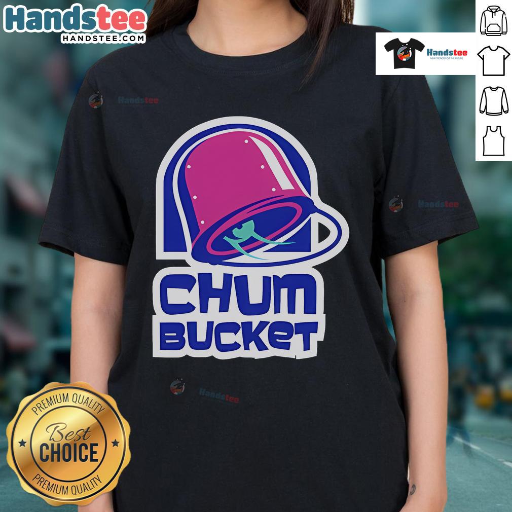 Stylish Nice Chum Bucket Ladies Tee featuring vibrant colors and a fun design, perfect for casual outings and SpongeBob fans.