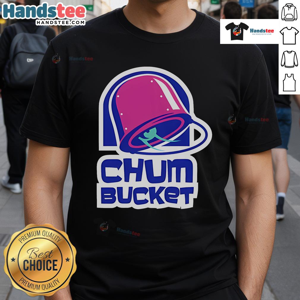 Alt Text: Stylish Nice Chum Bucket T-Shirt featuring a colorful graphic design, perfect for fans of the iconic cartoon.