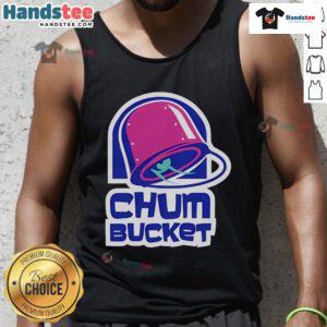 Cool Nice Chum Bucket tank top featuring vibrant graphics, perfect for fans of quirky ocean-themed apparel.