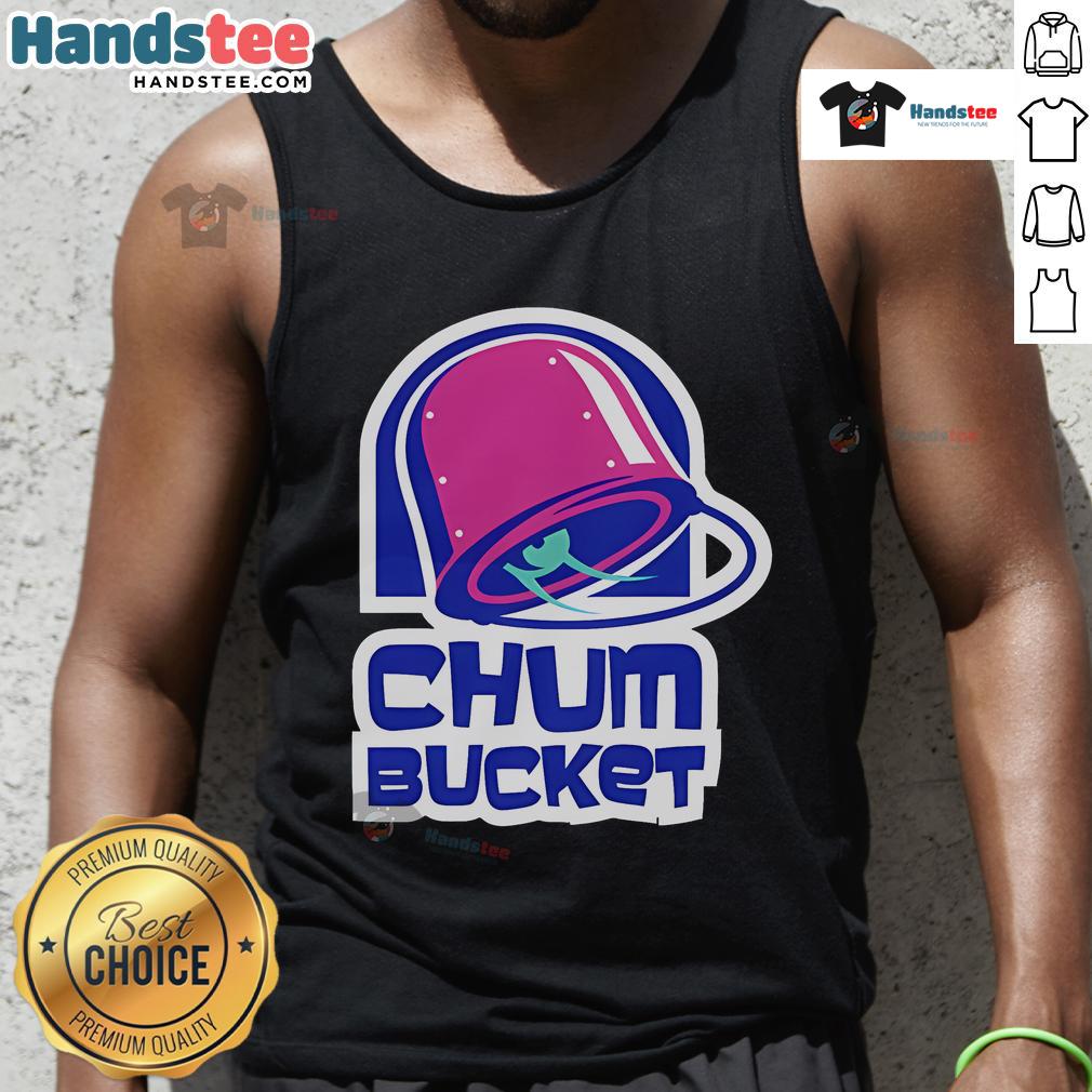 Cool Nice Chum Bucket tank top featuring vibrant graphics, perfect for fans of quirky ocean-themed apparel.