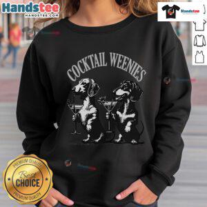 Nice Cocktail Weenies Dachshund Martini Cocktail Sweatshirt featuring a playful dachshund and vibrant cocktail graphics.