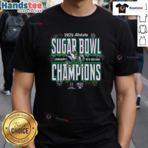 Notre Dame Allstate Sugar Bowl Champions T-Shirt celebrating college football playoff victory, perfect for fans.