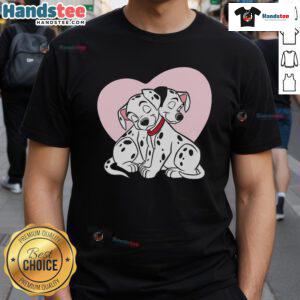 Adorable Dalmatians Valentine Couple Dog T-Shirt featuring two cute spotted dogs in love, perfect for pet lovers.