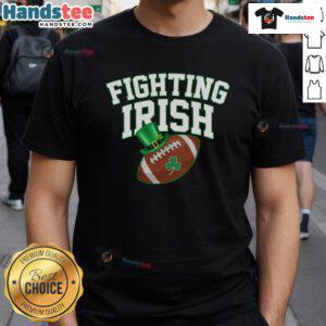 Nice Fighting Irish Clover Football T-Shirt featuring a bold clover design perfect for Notre Dame fans.