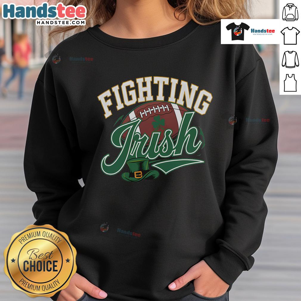 Comfortable Nice Fighting Irish football sweatshirt featuring team colors and logo, perfect for fans and game days.