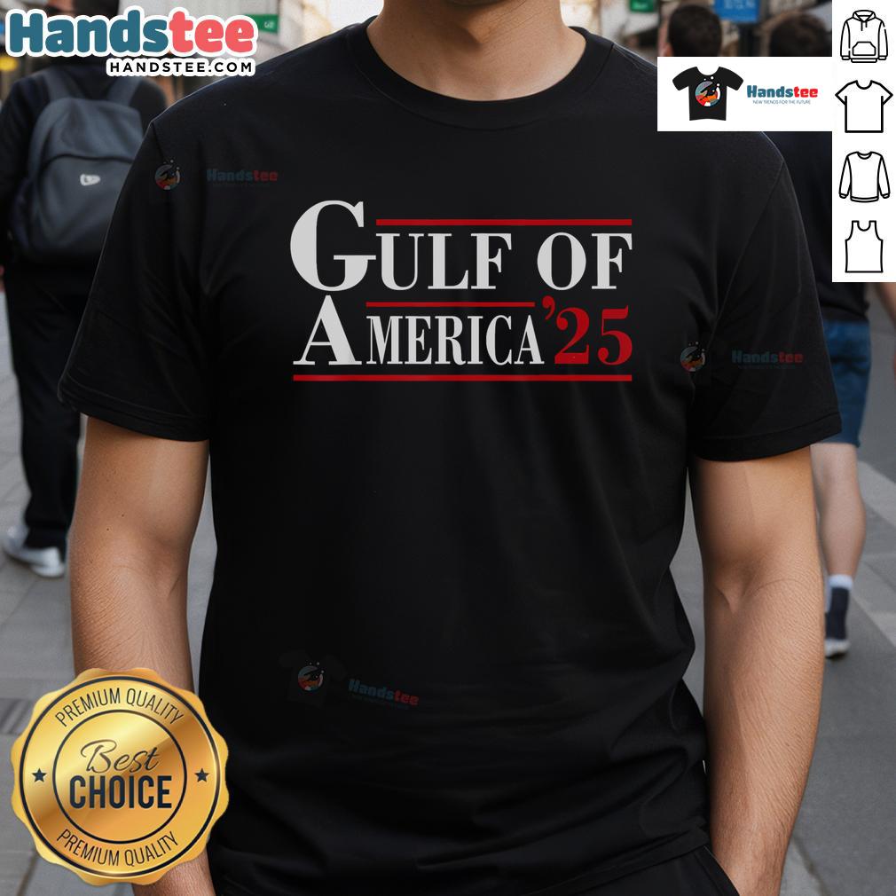 Alt Text: Nice Gulf Of America '25 Keep America Great T-Shirt featuring patriotic design and vibrant colors for proud supporters.