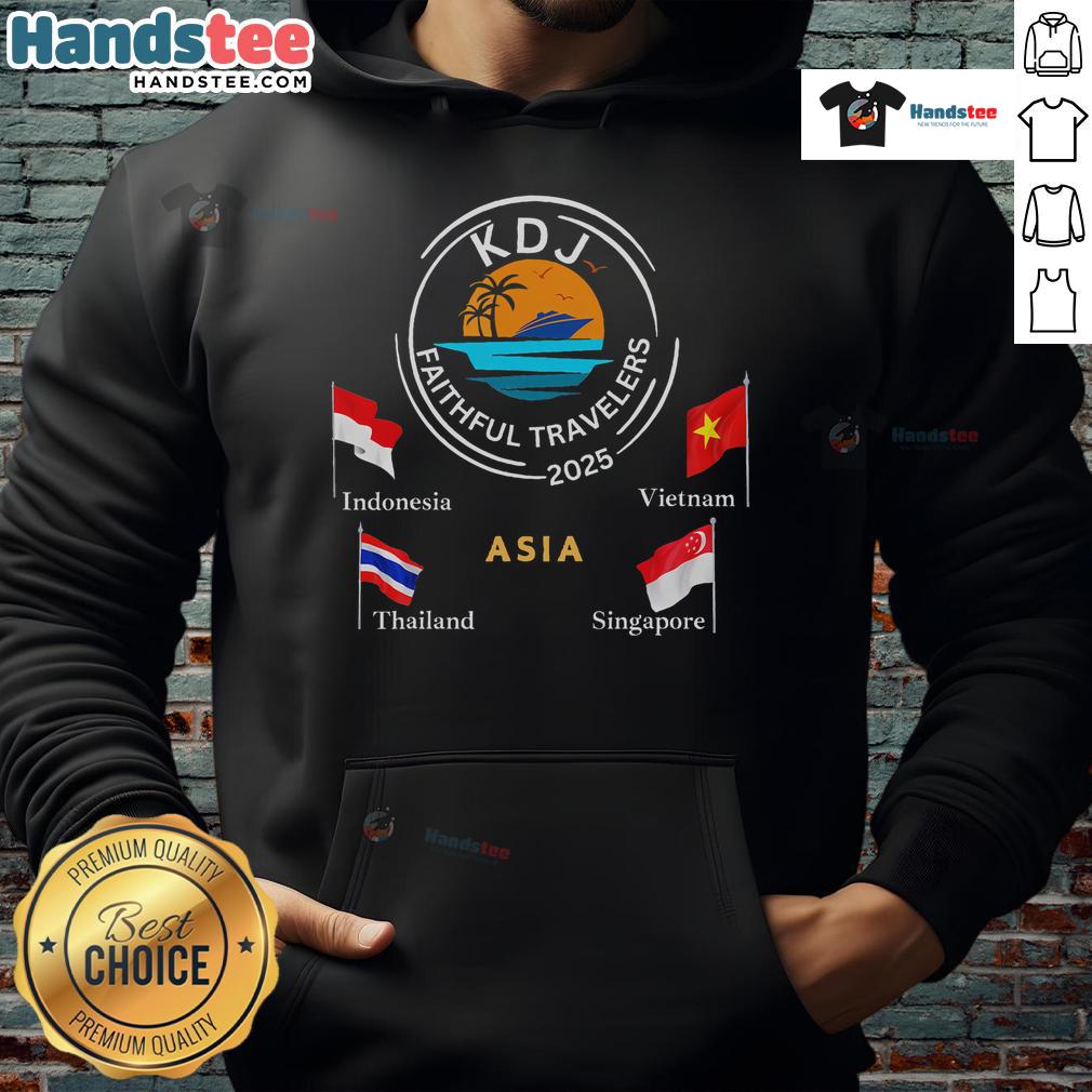 Nice KDJ Faithful Travelers 2025 Asia Hoodie showcasing a stylish design perfect for travel enthusiasts.
