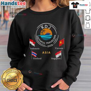 Nice KDJ Faithful Travelers 2025 Asia Sweatshirt with vibrant design, perfect for travel enthusiasts and stylish comfort.