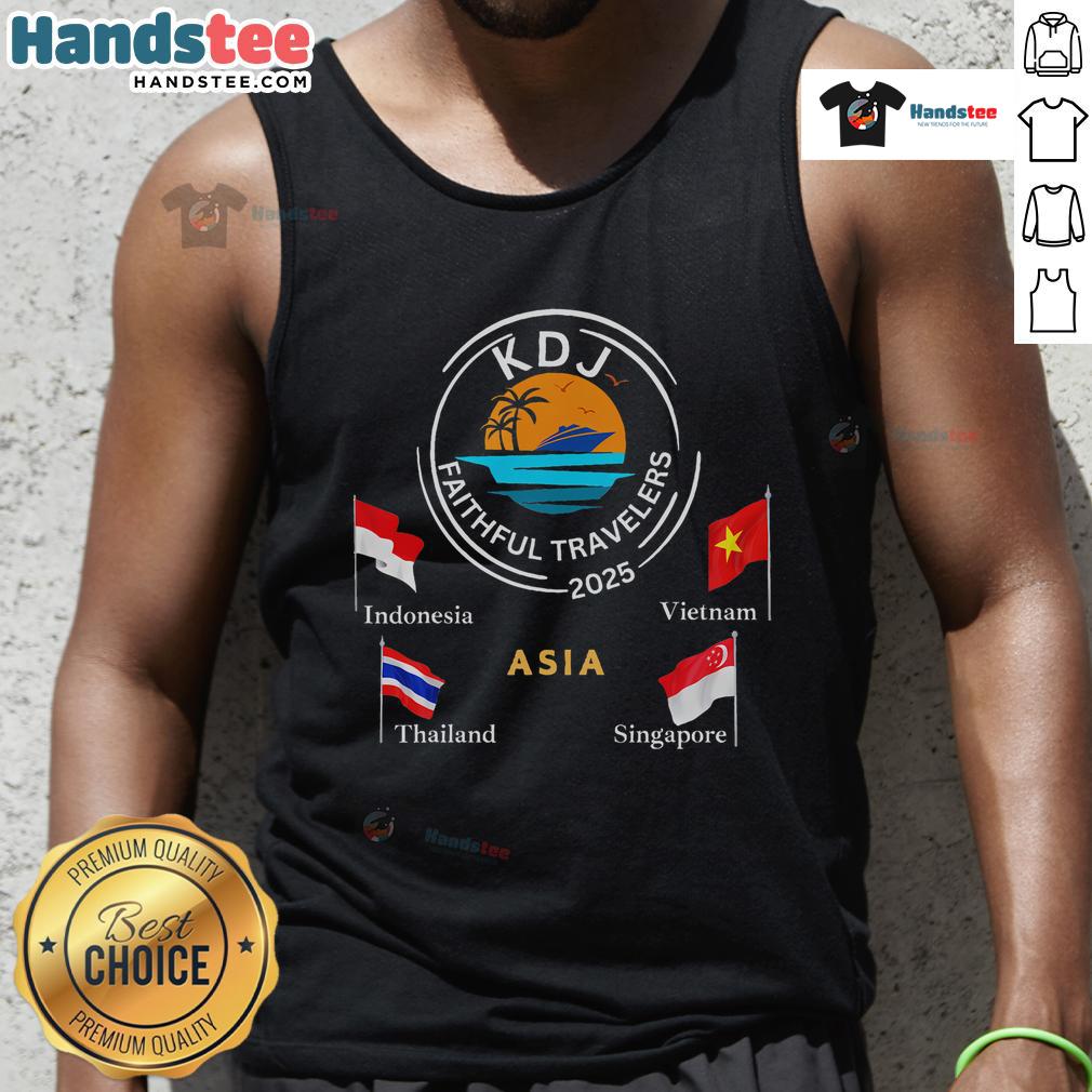 Nice KDJ Faithful Travelers 2025 Asia tank top featuring a vibrant design perfect for summer adventures.