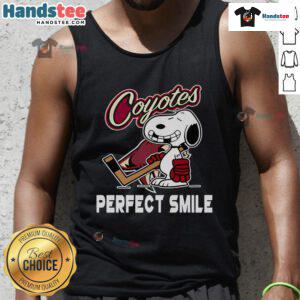 Arizona Coyotes Snoopy tank top featuring a perfect smile design from The Peanuts Movie, ideal for NHL fans.