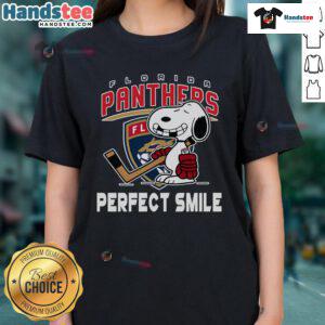 Florida Panthers Snoopy tee featuring a perfect smile, perfect for ladies who love hockey and The Peanuts Movie.