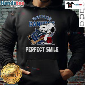 Vancouver Canucks Snoopy hoodie featuring a perfect smile, inspired by The Peanuts Movie, perfect for NHL fans.