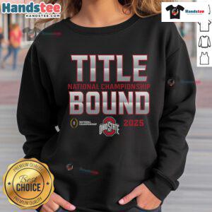 Ohio State Buckeyes 2025 National Championship sweatshirt showcasing team pride for college football playoff fans.
