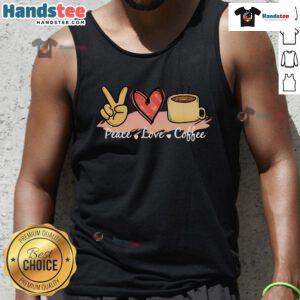 Nice Peace Love Coffee tank top featuring a heart and peace sign design for coffee lovers.