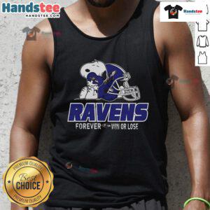 Nice Peanuts Snoopy Baltimore Ravens Forever Win or Lose Tank Top featuring Snoopy in Ravens gear.