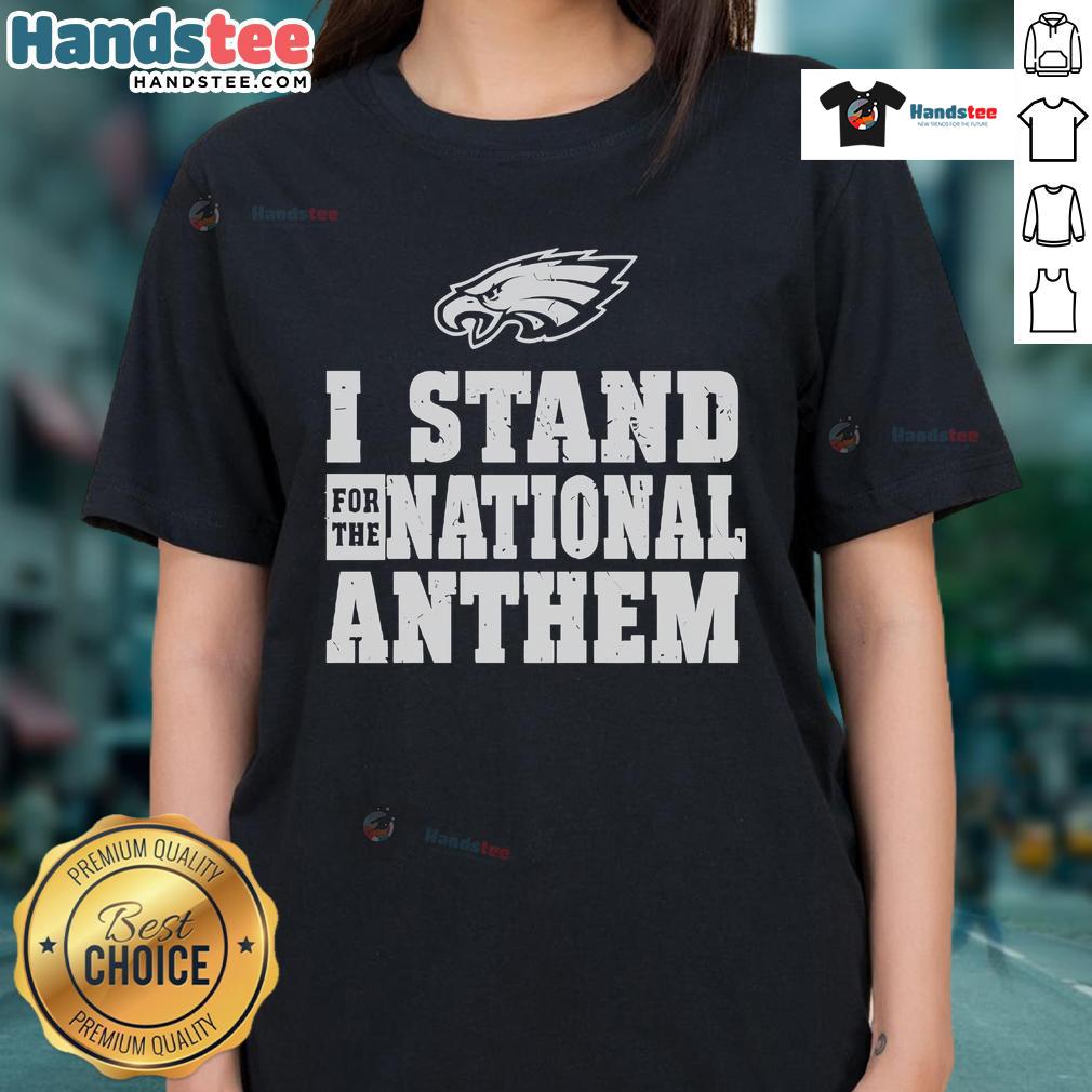 Nice Philadelphia Eagles I Stand For The National Anthem Ladies Tee in vibrant green, perfect for game day and fans.