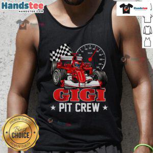 Nice Pit Crew Gigi birthday and Mother's Day tank top featuring a fun design and vibrant colors for celebrations.