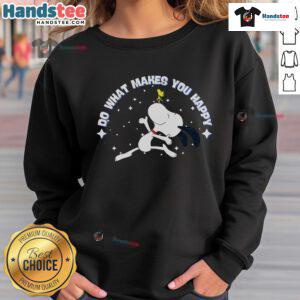 Cozy Nice Snoopy Do What Makes You Happy sweatshirt featuring a cheerful Snoopy graphic, perfect for casual wear.