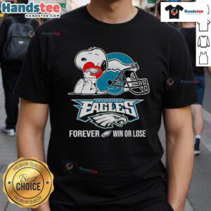 Alt Text: Nice Snoopy Philadelphia Eagles Forever Win Or Lose T-Shirt featuring playful Snoopy design for Eagles fans.