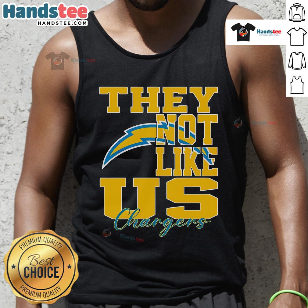 Stylish Los Angeles Chargers NFL football tank top with 'Nice, They Not Like Us' slogan, perfect for fans.