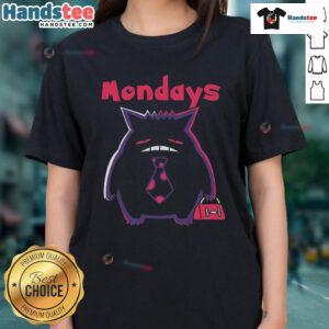 Nice tired Gengar Pokmon Mondays ladies tee featuring a playful design perfect for Pokmon fans.