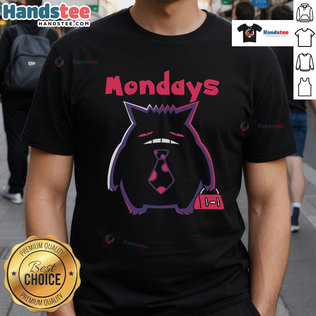 Alt Text: Nice Tired Gengar Pokemon Mondays T-Shirt featuring a sleepy Gengar illustration, perfect for Pokemon fans.