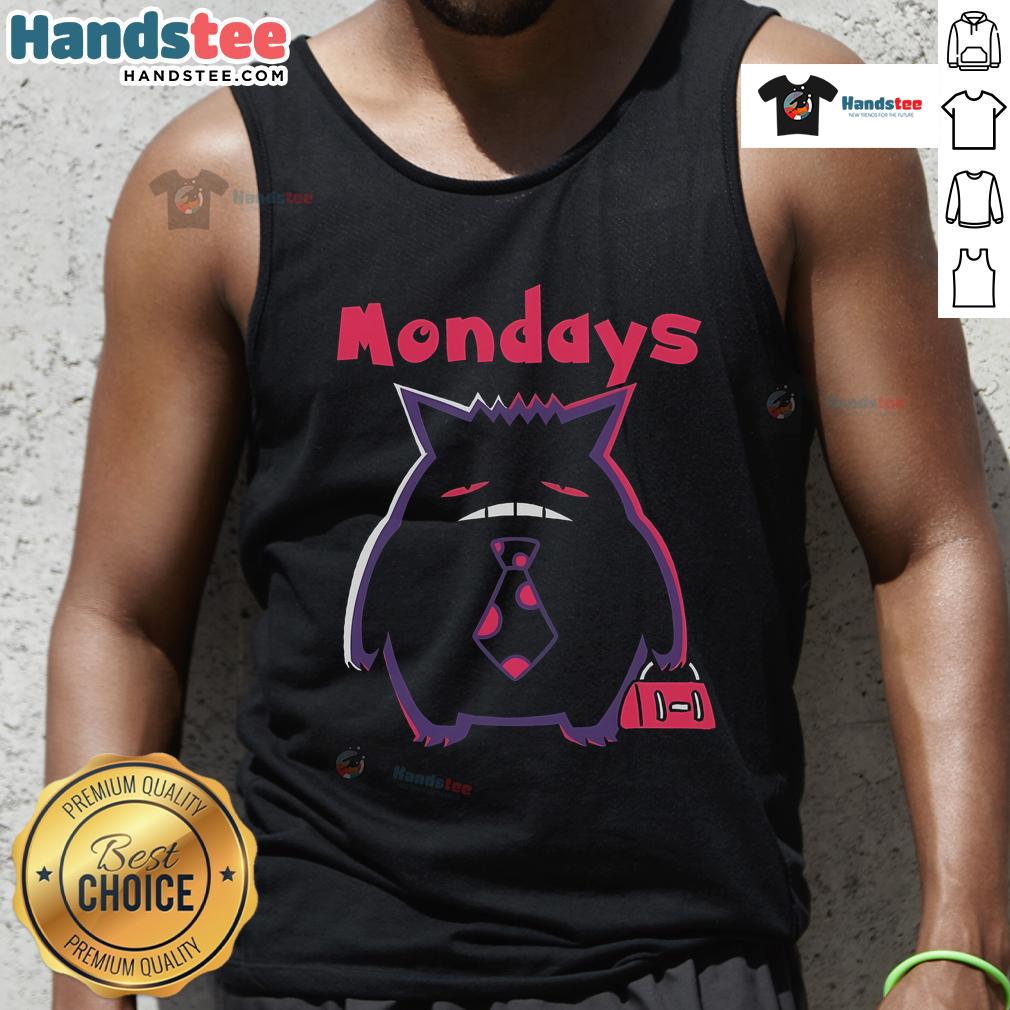 Nice Tired Gengar Pokemon Mondays tank top featuring a playful Gengar design for Pokemon fans.