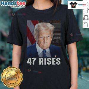 Donald Trump inauguration photo on a ladies tee, featuring 'Nice Trump 47' design, perfect for supporters and events.