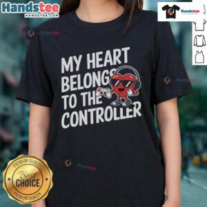 Nice Valentine's Day tee featuring 'My Heart Belongs to the Controller' design, perfect for gamers and lovebirds.