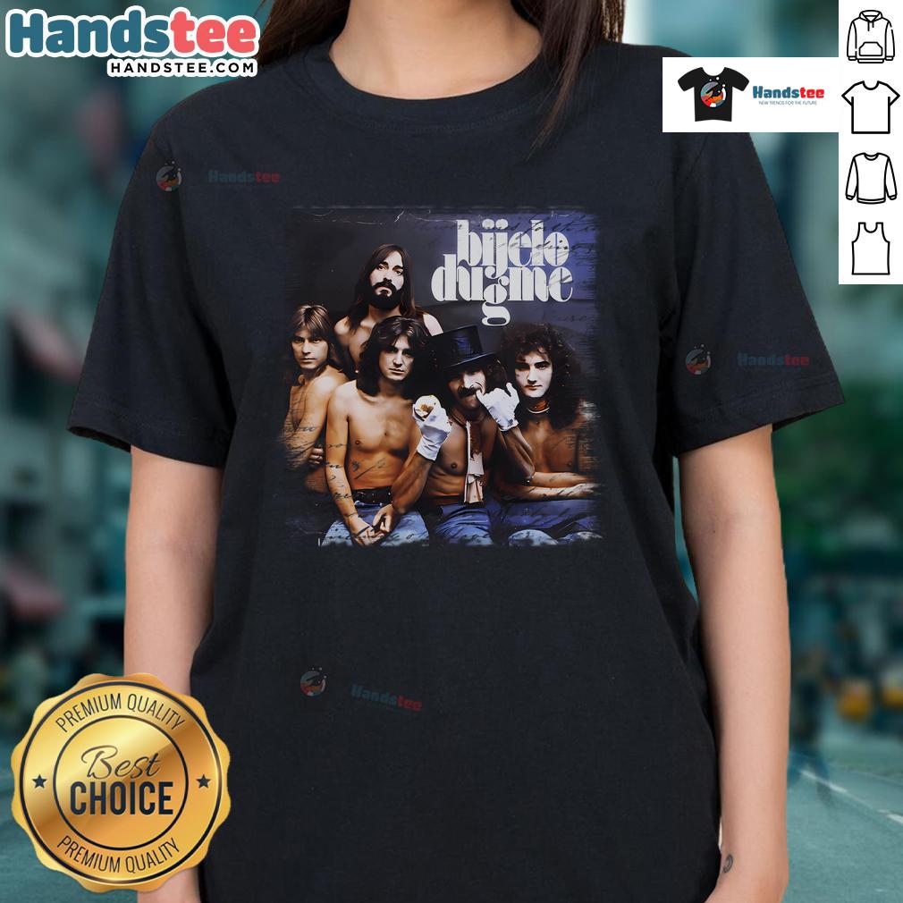 Official Bijelo Dugme music LP cover on a ladies tee, celebrating Bosna, Hrvatska, Srbija, and Ex-Yu culture.
