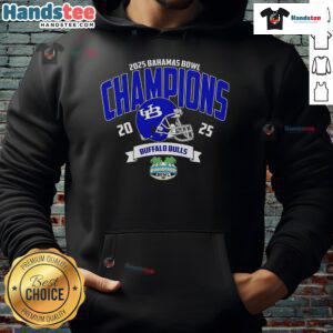 Alt Text: Official Buffalo Bulls Football Champions 2025 Bahamas Bowl NCAA College Football Hoodie in vibrant team colors.