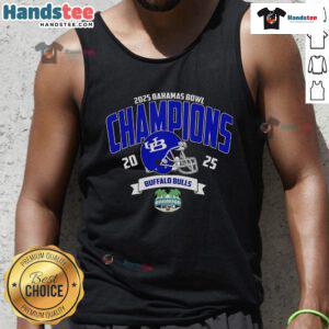 Official Buffalo Bulls Football Champions 2025 Bahamas Bowl NCAA College Football Tank Top showcasing team pride.