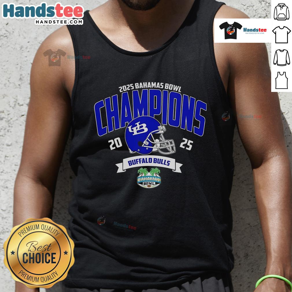 Official Buffalo Bulls Football Champions 2025 Bahamas Bowl NCAA College Football Tank Top showcasing team pride.