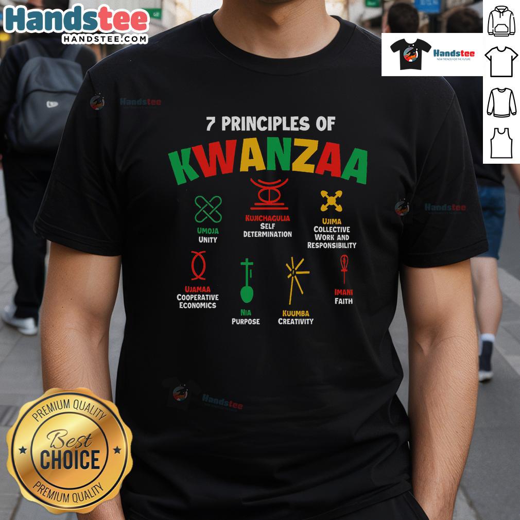 Top 7 Principles of Kwanzaa T-Shirt showcasing African American Heritage Festival designs and vibrant colors.