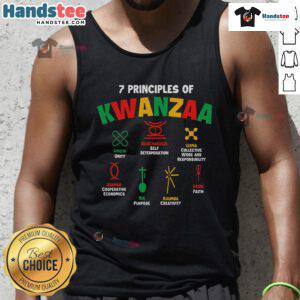 Stylish tank top featuring the Top 7 Principles of Kwanzaa, celebrating African American heritage at a festival.