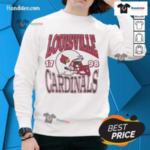 Awesome Louisville Cardinals classic team helmet sweatshirt featuring vibrant colors and logo for fans and athletes.