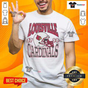 Awesome Louisville Cardinals Classic Team Helmet T-Shirt featuring vibrant team colors and iconic helmet design.