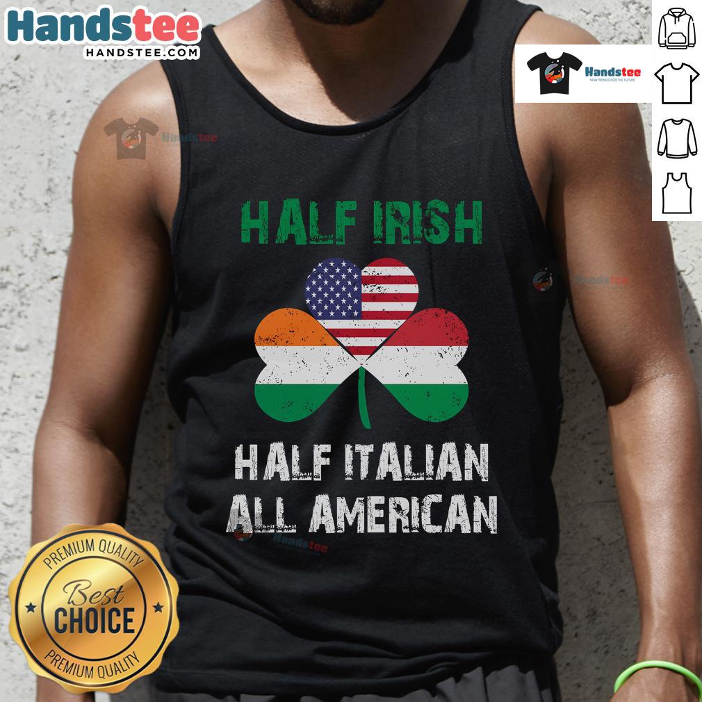 Funny Half Irish Half Italian All American Flag Shamrock Heritage Tank Top showcasing vibrant colors and unique design.