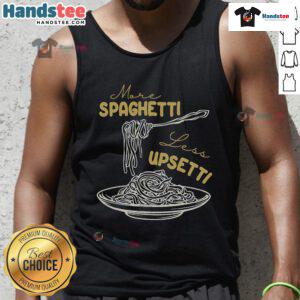 Funny More Spaghetti Less Upsetti foodie spaghetti tank top featuring a playful pasta design and vibrant colors.