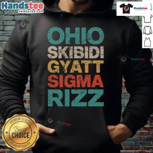 Funny Ohio Skibidi Gyatt Sigma Rizz meme vintage hoodie design featuring quirky graphics and bold colors.