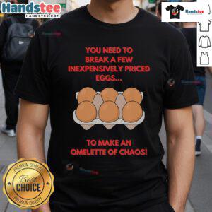 Funny Omelette Of Chaos T-Shirt featuring a whimsical design with vibrant colors and playful egg characters.