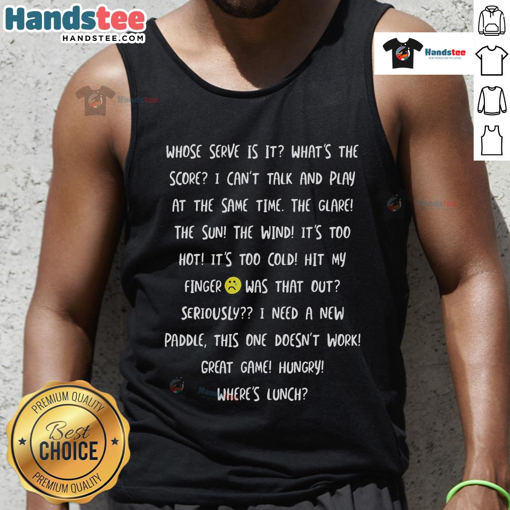 Funny pickleball talk and phrases tank top featuring humorous graphics for pickleball enthusiasts.