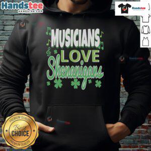 Funny St. Patrick's Day musician wearing a quirky hoodie, celebrating love and shenanigans with a joyful smile.