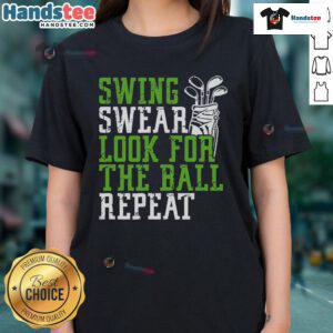 Funny golf ladies tee with a humorous swing and swear slogan, perfect for golf enthusiasts who love to laugh.