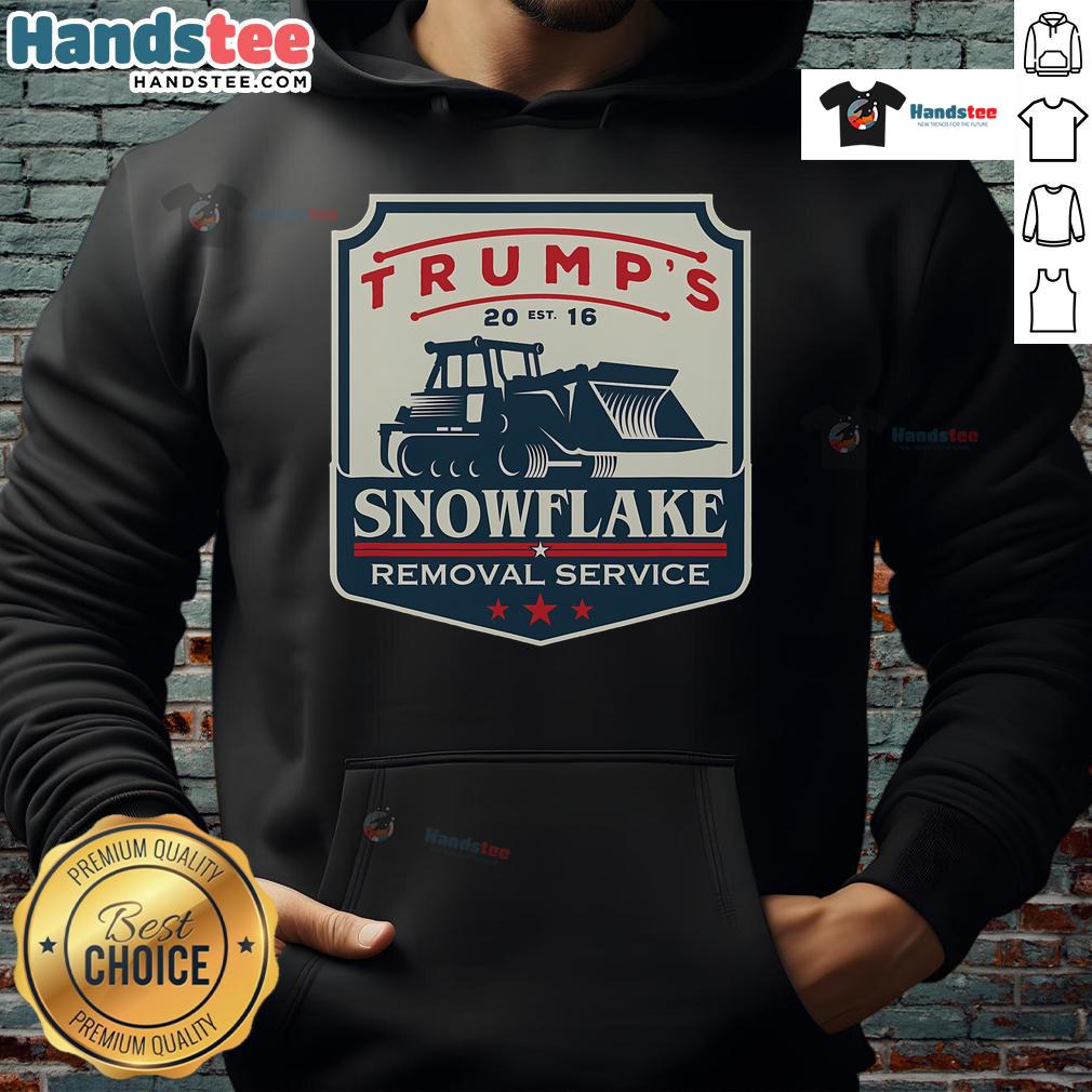 Funny Trumps Snowflake Removal Service hoodie featuring Donald Trump for 2024, perfect for political humor.