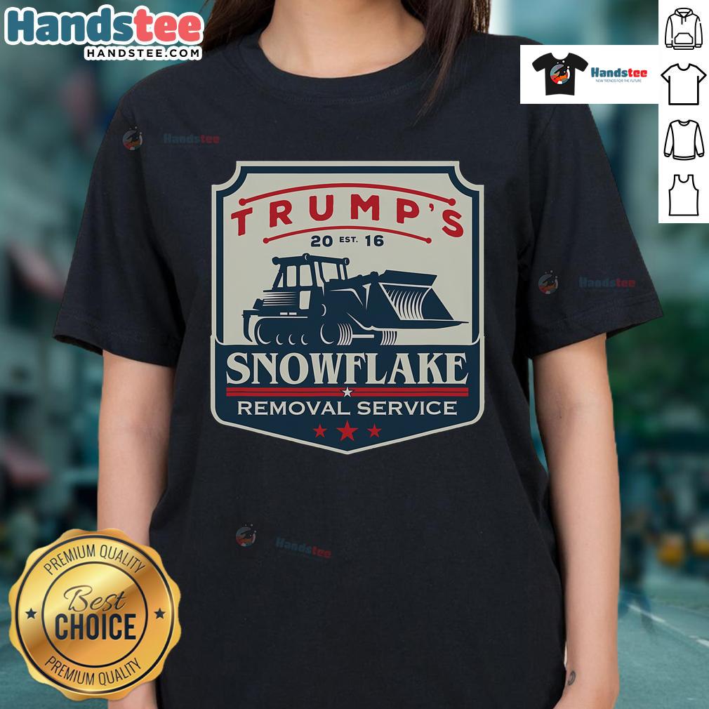 Funny Trumps Snowflake Removal Service tee for women, featuring a humorous Donald Trump design for 2024.