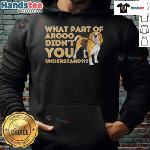 Beagle dog lover hoodie with a humorous 'Arooo' graphic, perfect for pet owners who appreciate funny dog apparel.