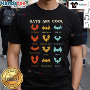 Good Bats Are Cool T-Shirt featuring different kinds of bats and chiropterologist wings design for bat enthusiasts.