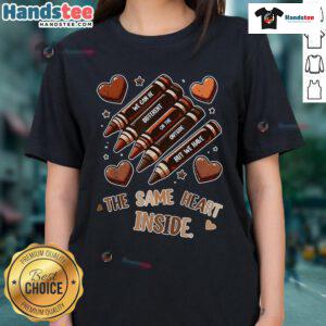 Good Crayons Same Heart Black History Month tee featuring African American ladies celebrating diversity and culture.